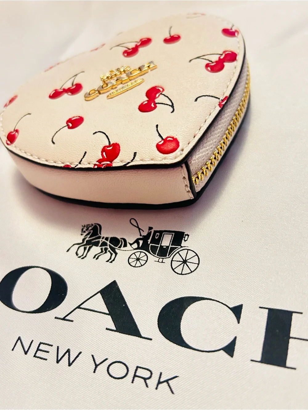 Coach Cherry Heart Coin Purse Wallet Keychain/ Bag Charm